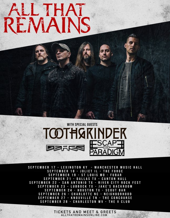 Gears Announce US Tour Dates with All That Remains, Toothgrinder