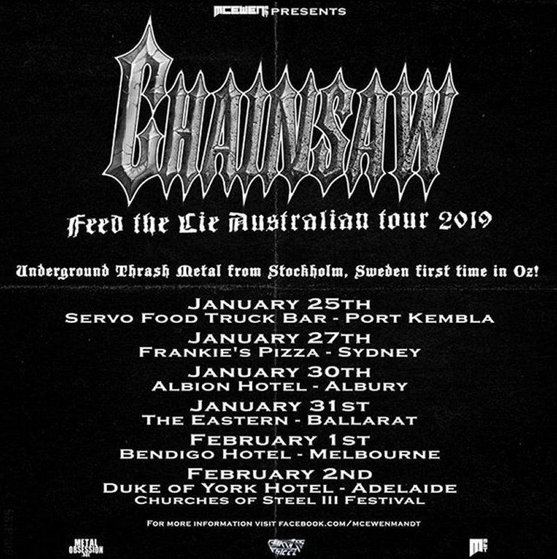 Chainsaw Australia tour 2019