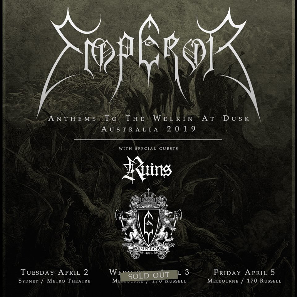 Emperor - Anthems To The Welkin At Dusk Australia tour 2019