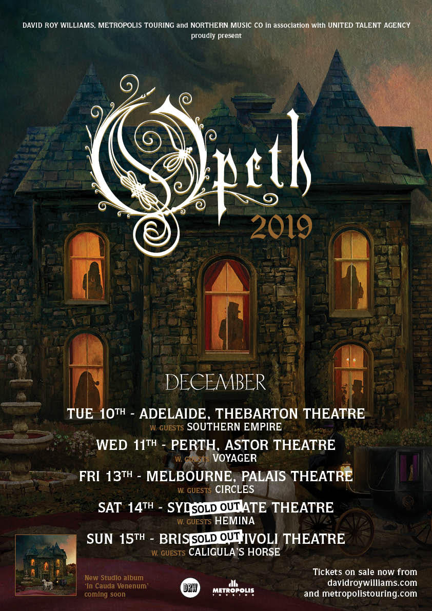 Opeth announce support acts for Sydney & Adelaide The Rockpit