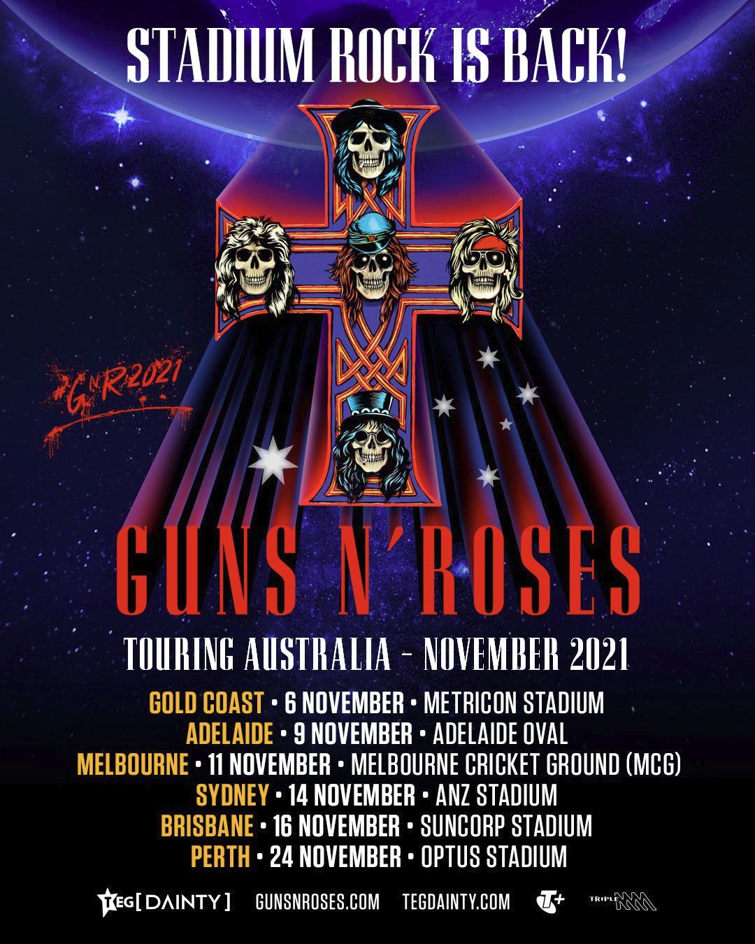 TOUR NEWS Guns N Roses Announces Stadium Tour Of Australia In 2021 The Rockpit