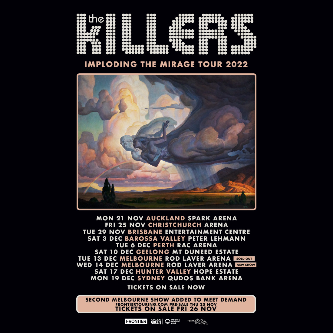 THE KILLERS 2nd Melbourne show added on 'Imploding The Mirage Tour
